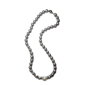 Vintage Faux Pearl Necklace with Crystal Accents